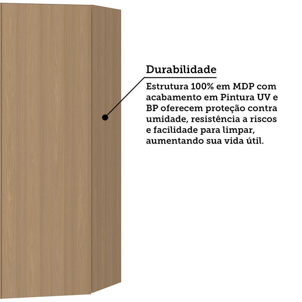 Armário Aéreo Canto Diagonal 74cm 2 Portas Slim Luciane Móve Freijó/freijó Brasil - 3