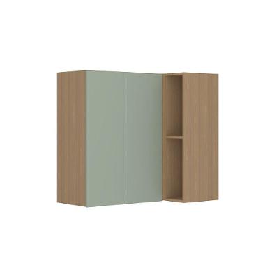 Armário Aéreo Canto Reto 95cm 2 Portas Slim Luciane Móveis Freijó/verde Jade