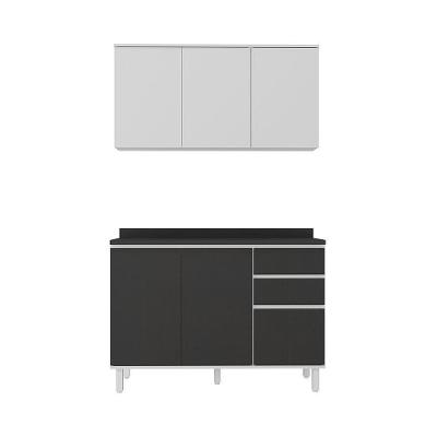 Cozinha Modulada Campacta 2 Peças Com Tampo Dora Luciane Móv Branco Polar/preto Tx
