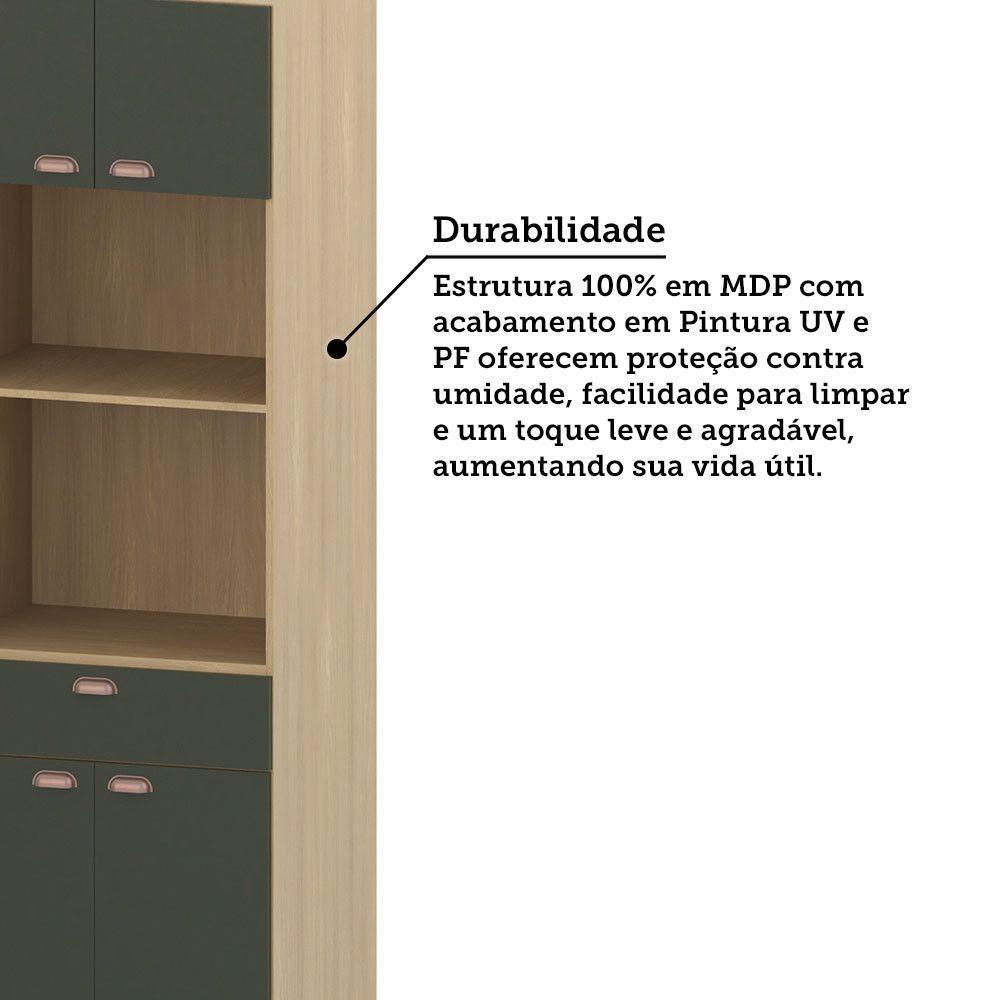 Paneleiro 70cm 3 Portas 1 Gaveta Com Espaço Para Micro-ondas Freijó/verde Amalfi - 5