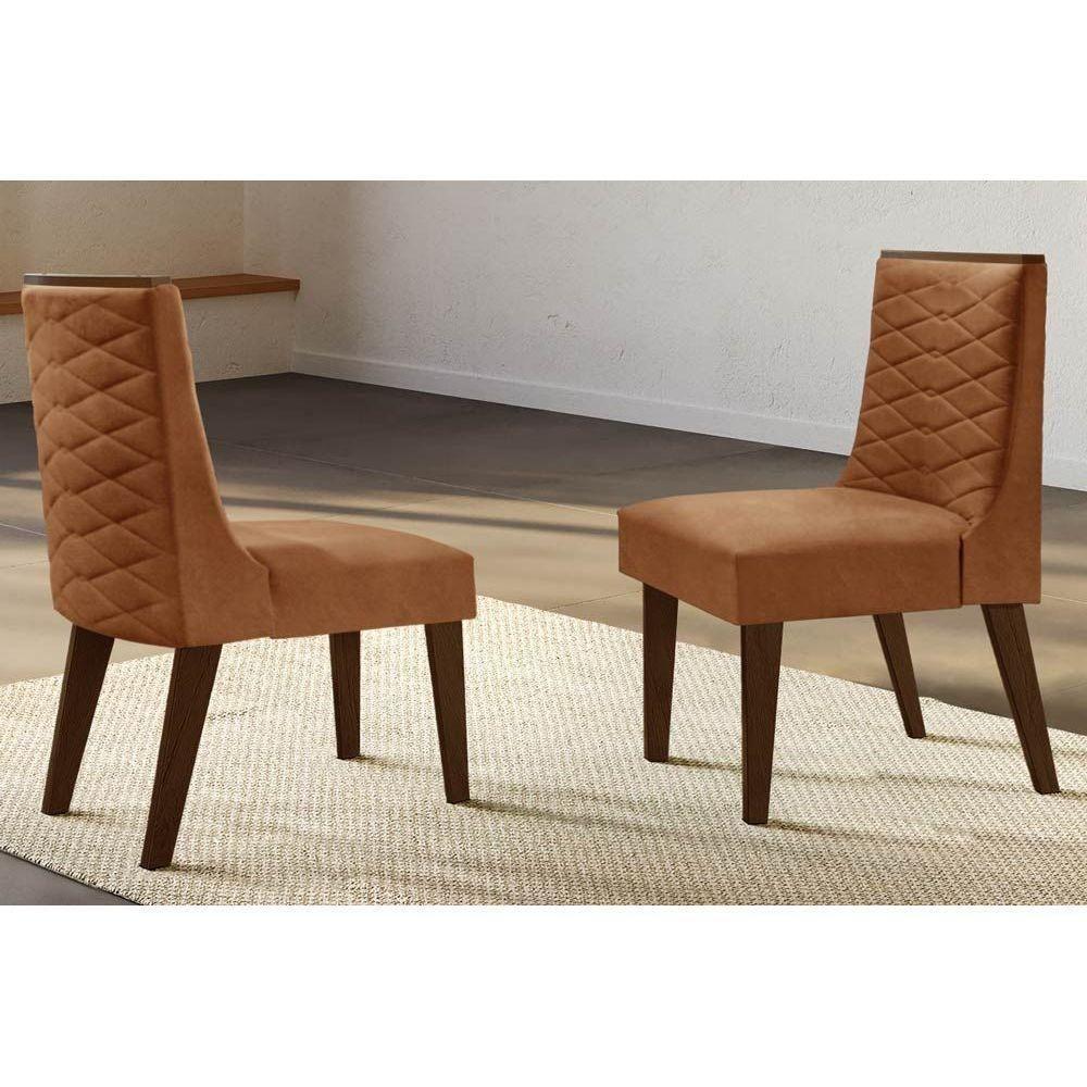 Kit 2 Cadeiras Sala Jantar Dafne 2 Un Imbuia Suede Capuccino Rufato - 6