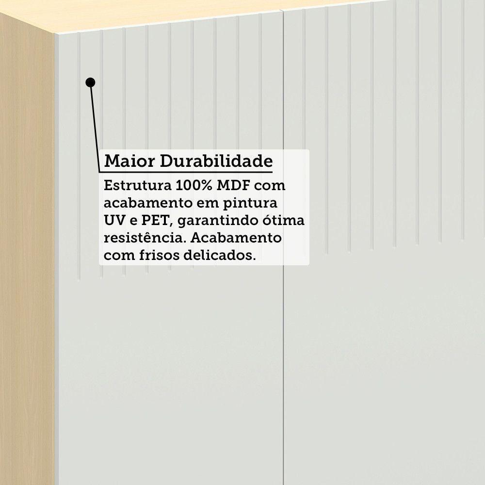 Armário Aéreo 120cm 3 Pts C/ Nicho Aura Luciane Móveis Carvalho/cinza Cristal - 4