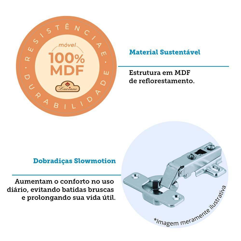 Armário Aéreo 120cm 3 Pts C/ Nicho Aura Luciane Móveis Carvalho/cinza Cristal - 7