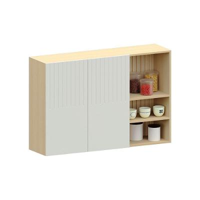 Armário Aéreo 120cm 3 Pts C/ Nicho Aura Luciane Móveis Carvalho/cinza Cristal