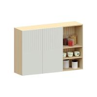 Armário Aéreo 120cm 3 Pts C/ Nicho Aura Luciane Móveis Carvalho/cinza Cristal - 1