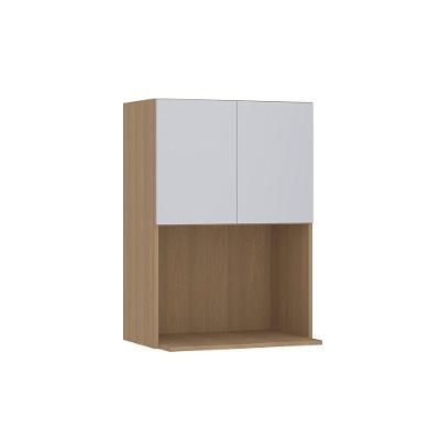 Armário Aéreo Para Micro-ondas 60cm 2 Portas Slim Luciane Mó Freijó/cinza Cristal