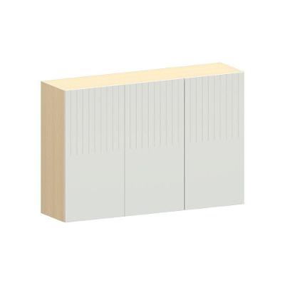 Armário Aéreo 120cm 3 Pts Aura Luciane Móveis Carvalho/cinza Cristal