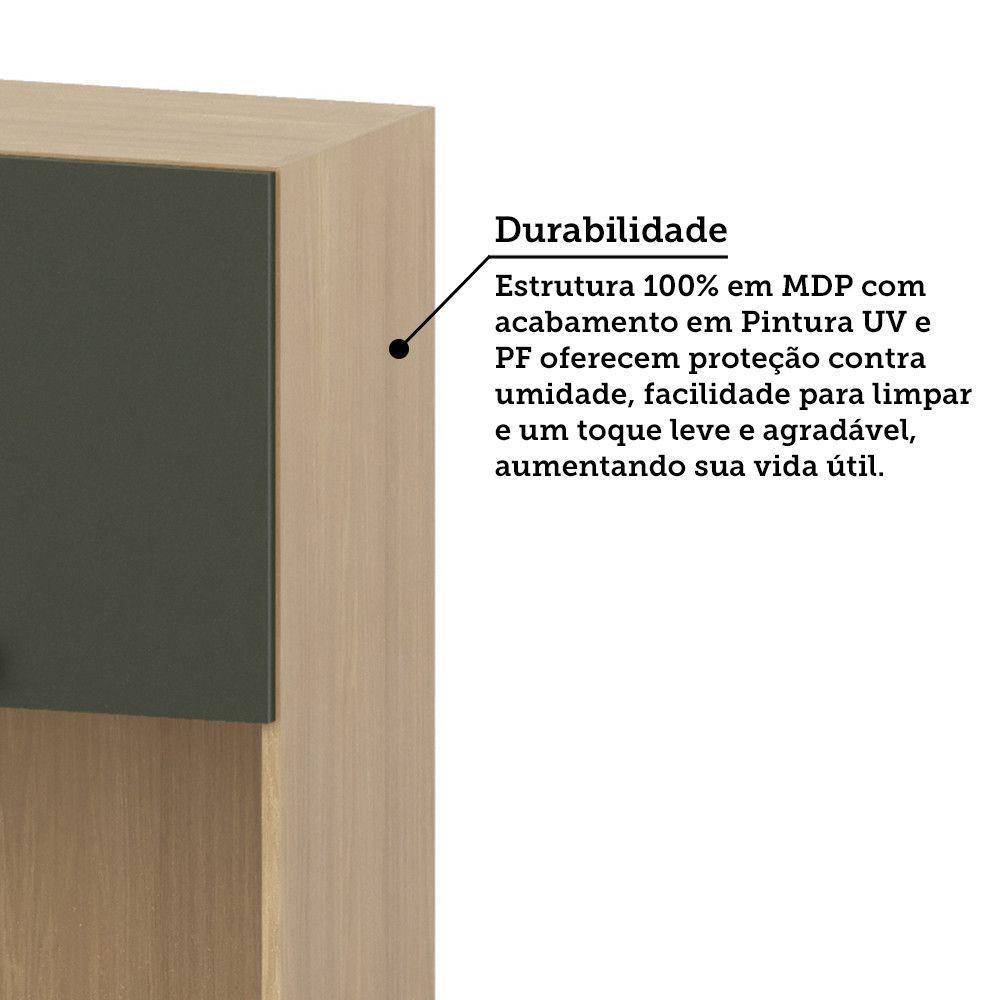 Armário Aéreo 60cm Com Nicho Para Microondas 2 Portas Classi Freijó/verde Amalfi - 4