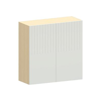 Armário Aéreo 80cm 2 Pts Aura Luciane Móveis Carvalho/cinza Cristal