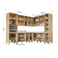 Cozinha Modulada Completa De Canto 10 Peças Com Tampo E Roda Freijó/freijó Brasil/verde Amalfi