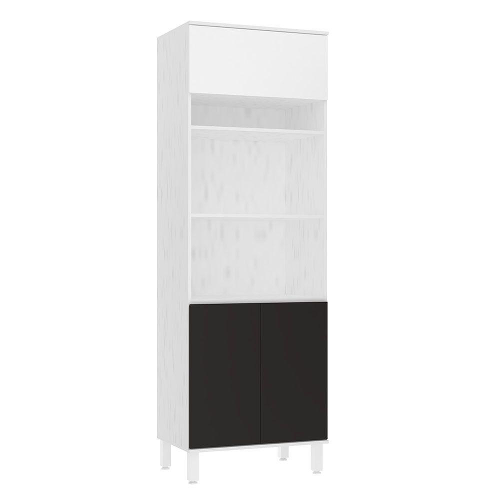 Paneleiro 70cm 3 Portas E 2 Nichos Para Forno Microondas Dor Branco/branco Supremo/preto - 1