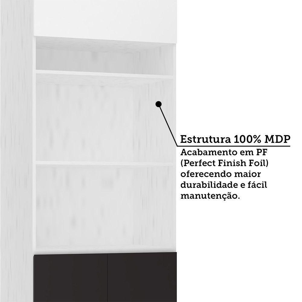 Paneleiro 70cm 3 Portas E 2 Nichos Para Forno Microondas Dor Branco/branco Supremo/preto - 8