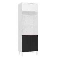 Paneleiro 70cm 3 Portas E 2 Nichos Para Forno Microondas Dor Branco/branco Supremo/preto - 1
