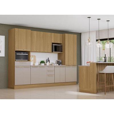 Cozinha Completa 8 Pçs Espaço Micro-ondas, Ilha, Tampo 320c Freijó/freijó Brasil/cinammon