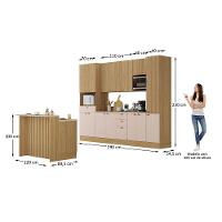 Cozinha Modulada Completa Com Bancada Ilha 8 Peças Com Tampo Freijó/freijó Brasil/petala Rosa