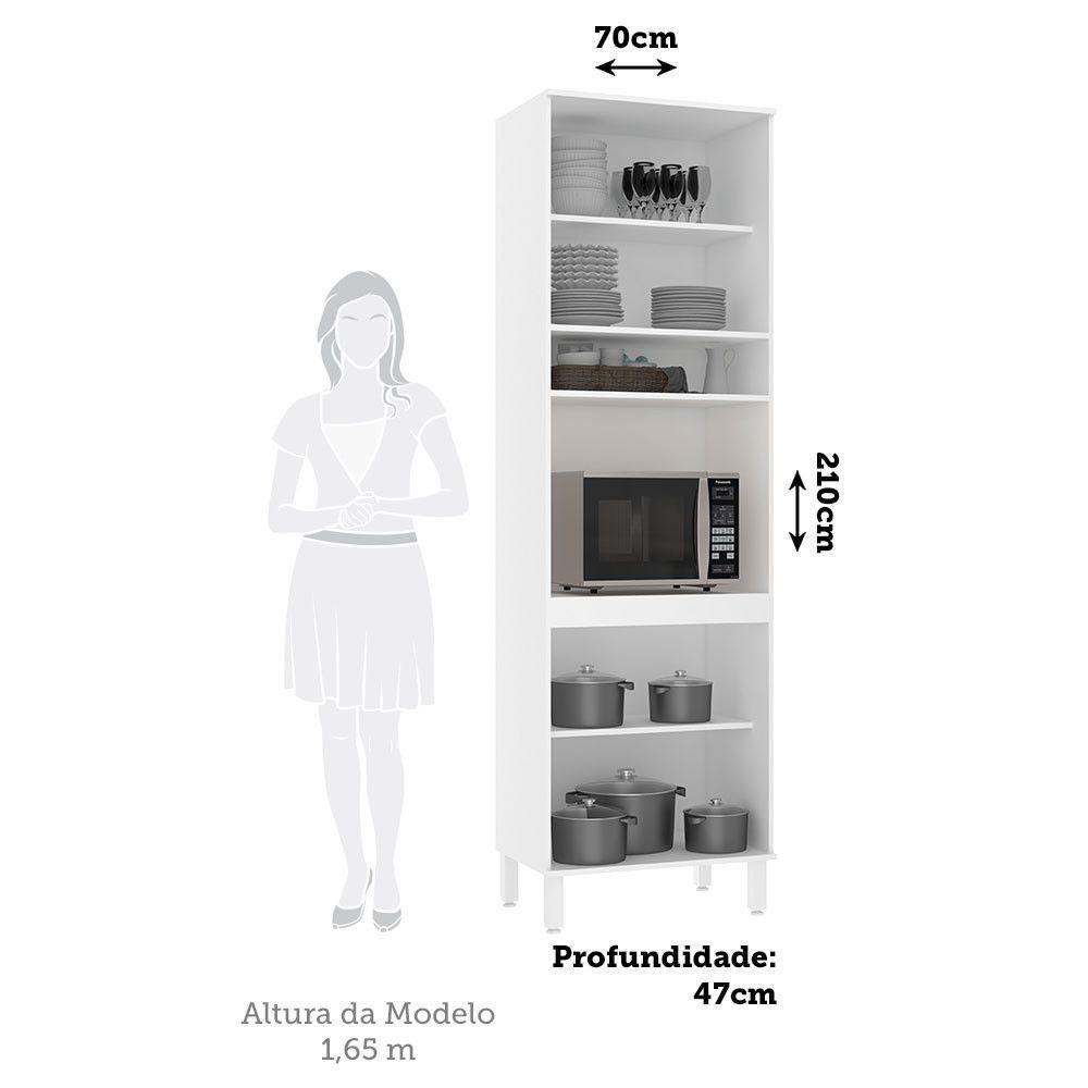 Paneleiro 70cm 4 Portas E 1 Nicho Para Forno Microondas Dora Branco/branco Supremo - 2