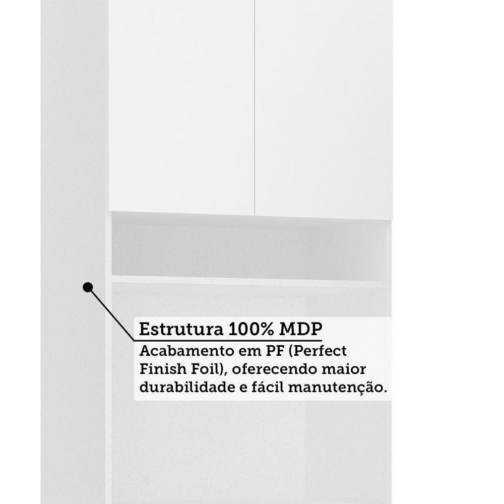 Paneleiro 70cm 4 Portas E 1 Nicho Para Forno Microondas Dora Branco/branco Supremo - 6