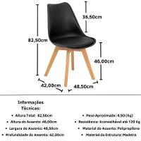 Conjunto 14 Cadeiras De Jantar Eames Wood Leda Design Estofada - Preto - 3