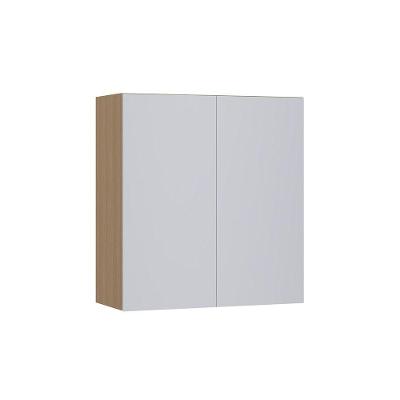 Armário Aéreo 80cm 2 Portas Slim Luciane Móveis Freijó/cinza Cristal