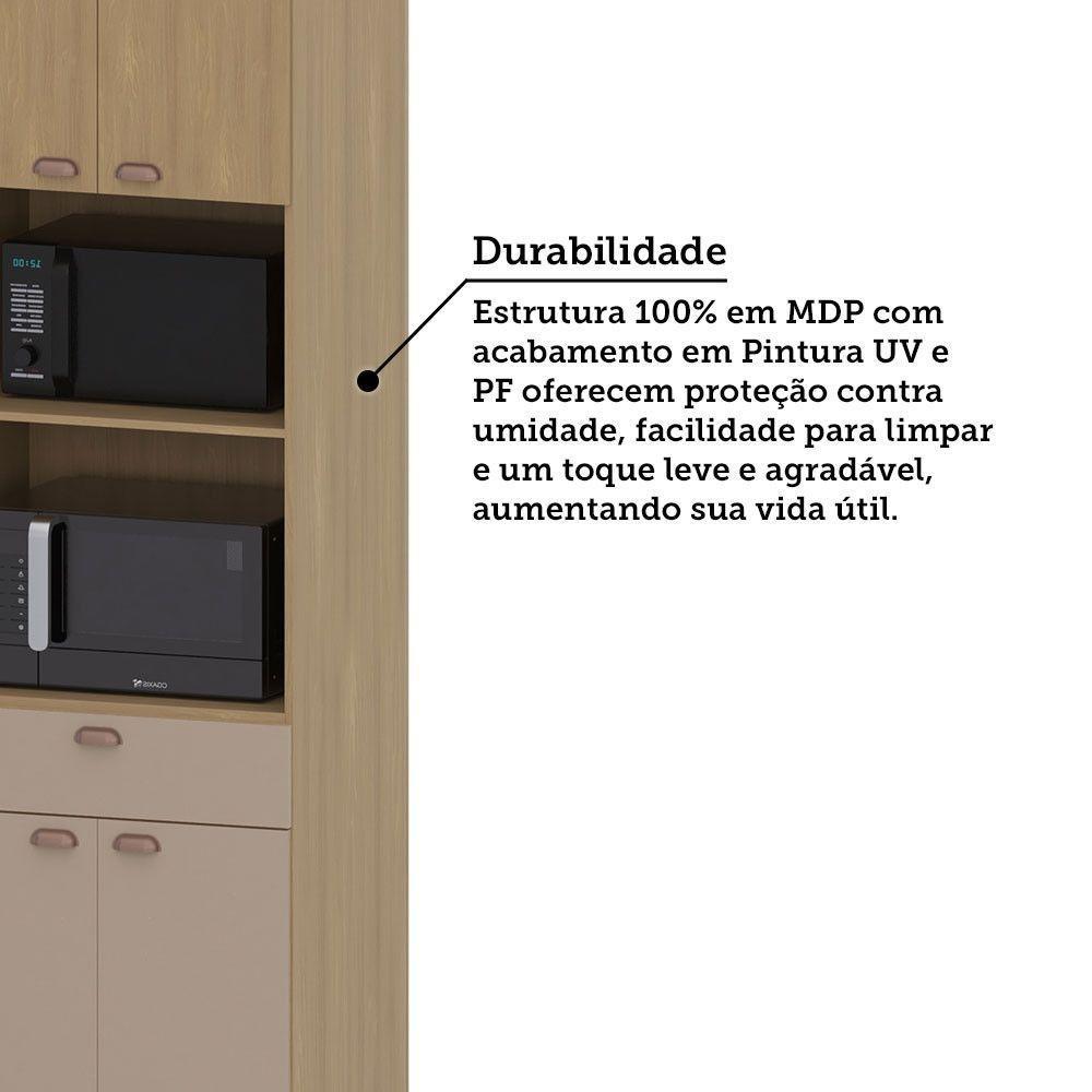 Paneleiro 70cm 3 Portas 1 Gaveta Com Espaço Para Micro-ondas Freijó/freijó Brasil/petala Rosa - 5