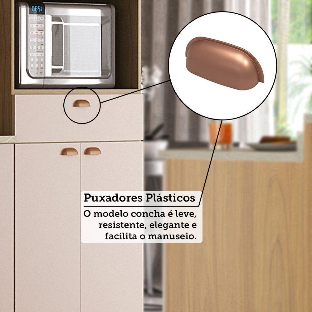 Paneleiro 70cm 3 Portas 1 Gaveta Com Espaço Para Micro-ondas Freijó/freijó Brasil/petala Rosa - 6