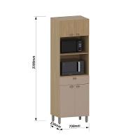 Paneleiro 70cm 3 Portas 1 Gaveta Com Espaço Para Micro-ondas Freijó/freijó Brasil/petala Rosa - 3