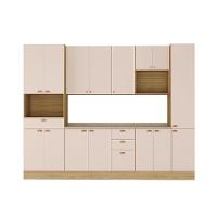 Cozinha Modulada Completa 6 Peças Com Tampo E Rodapé Classic Freijó/petala Rosa - 1