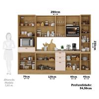Cozinha Modulada Completa 6 Peças Com Tampo E Rodapé Classic Freijó/petala Rosa - 3