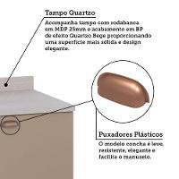 Cozinha Modulada Completa 6 Peças Com Tampo E Rodapé Classic Freijó/petala Rosa - 6