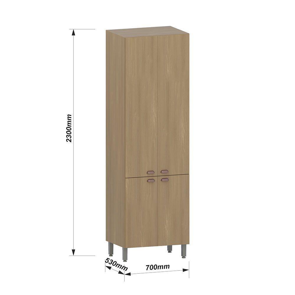 Paneleiro Duplo 70cm 4 Portas Classic Luciane Móveis Freijó/freijó Brasil - 3