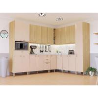 Cozinha Modulada Completa De Canto 10 Peças Com Tampo E Roda Freijó/freijó Brasil/petala Rosa - 1