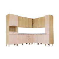 Cozinha Modulada Completa De Canto 10 Peças Com Tampo E Roda Freijó/freijó Brasil/petala Rosa - 6
