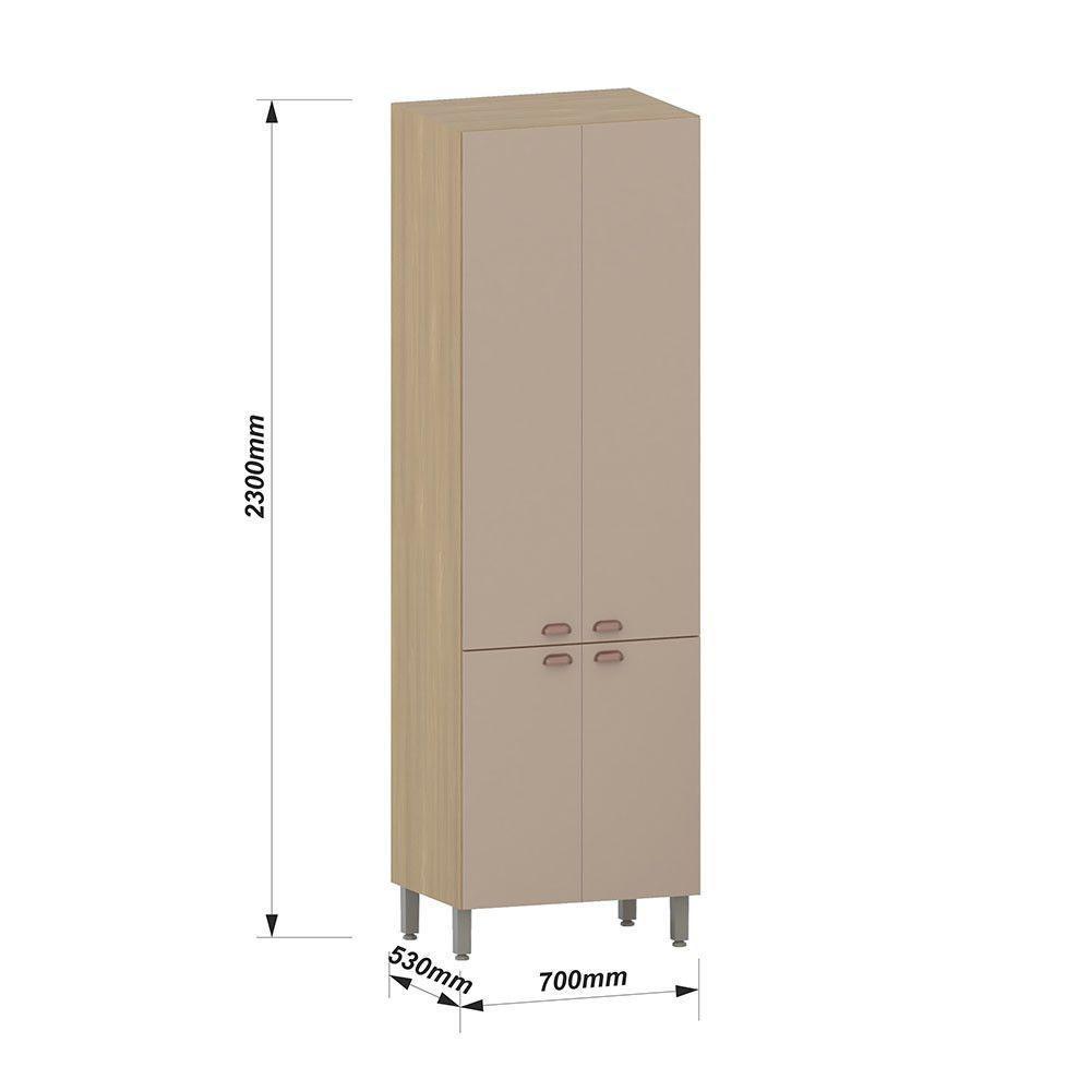 Paneleiro Duplo 70cm 4 Portas Classic Luciane Móveis Freijó/petala Rosa - 3