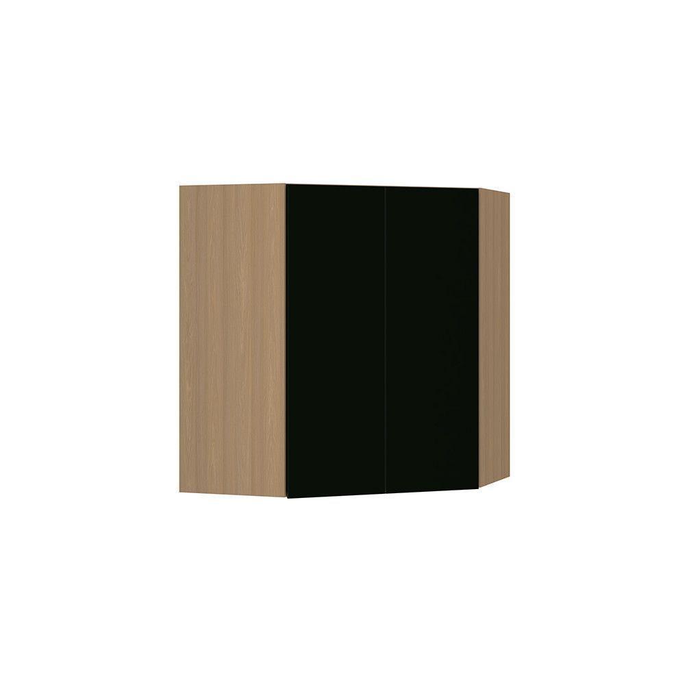 Armário Aéreo Canto Diagonal 74cm 2 Portas Slim Luciane Móve Freijó/preto - 1