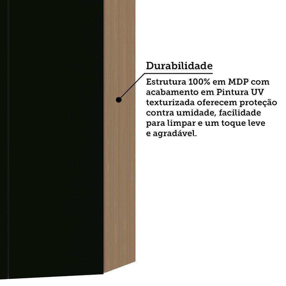Armário Aéreo Canto Diagonal 74cm 2 Portas Slim Luciane Móve Freijó/preto - 3