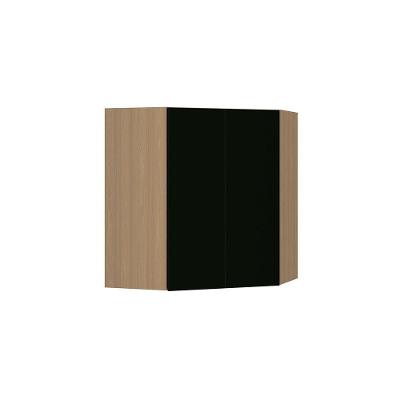 Armário Aéreo Canto Diagonal 74cm 2 Portas Slim Luciane Móve Freijó/preto