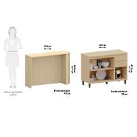 Bancada Cozinha C/ Tampo P/ Ilha 144cm E Balcão Aura Carvalho - 2