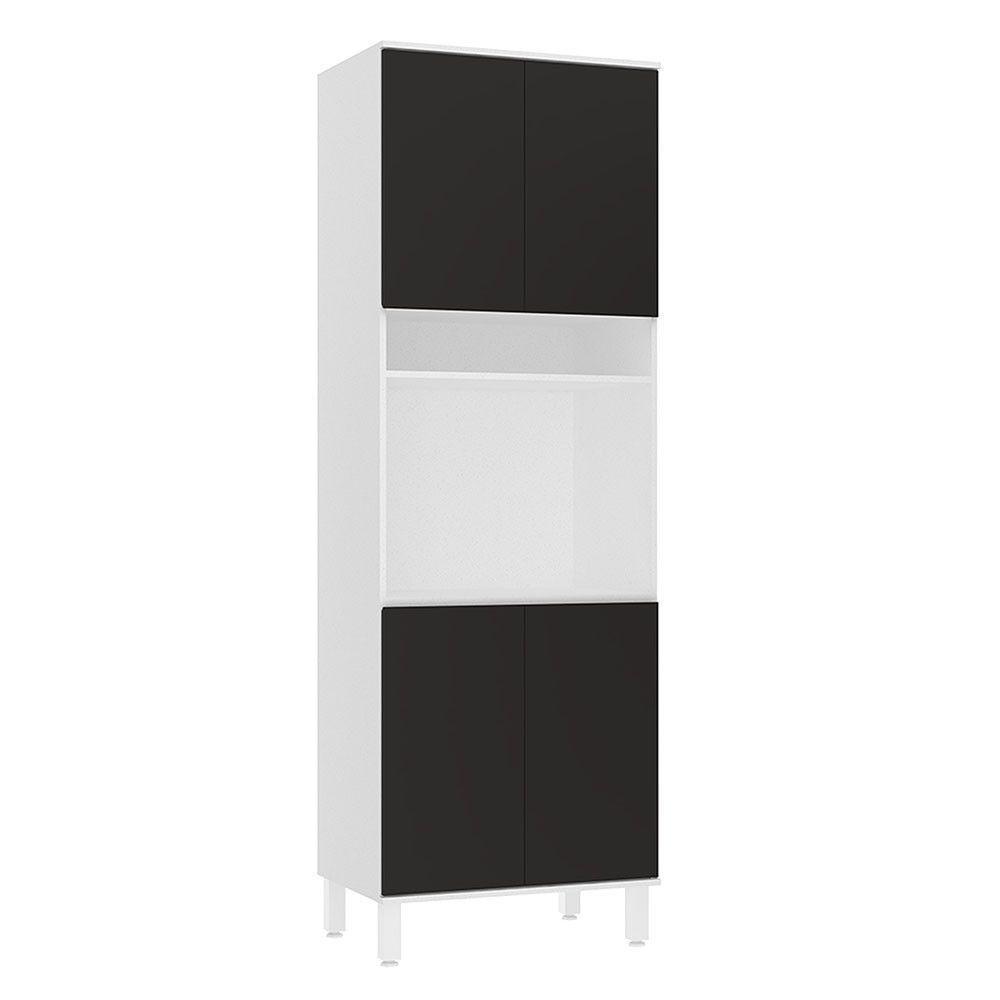 Paneleiro 70cm 4 Portas E 1 Nicho Para Forno Microondas Dora Branco/preto - 1