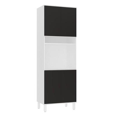 Paneleiro 70cm 4 Portas E 1 Nicho Para Forno Microondas Dora Branco/preto