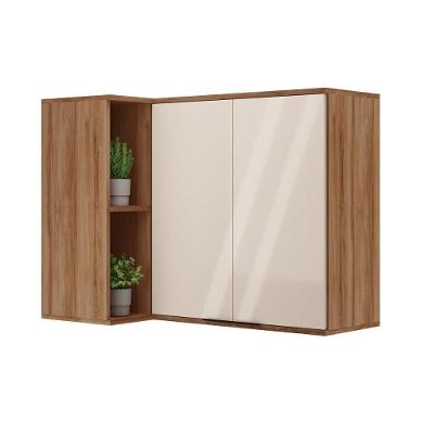 Armário Aéreo Para Cozinha Alpha 2505 Canto Reto Com 2 Portas 94cm Freijo-off White - Carraro