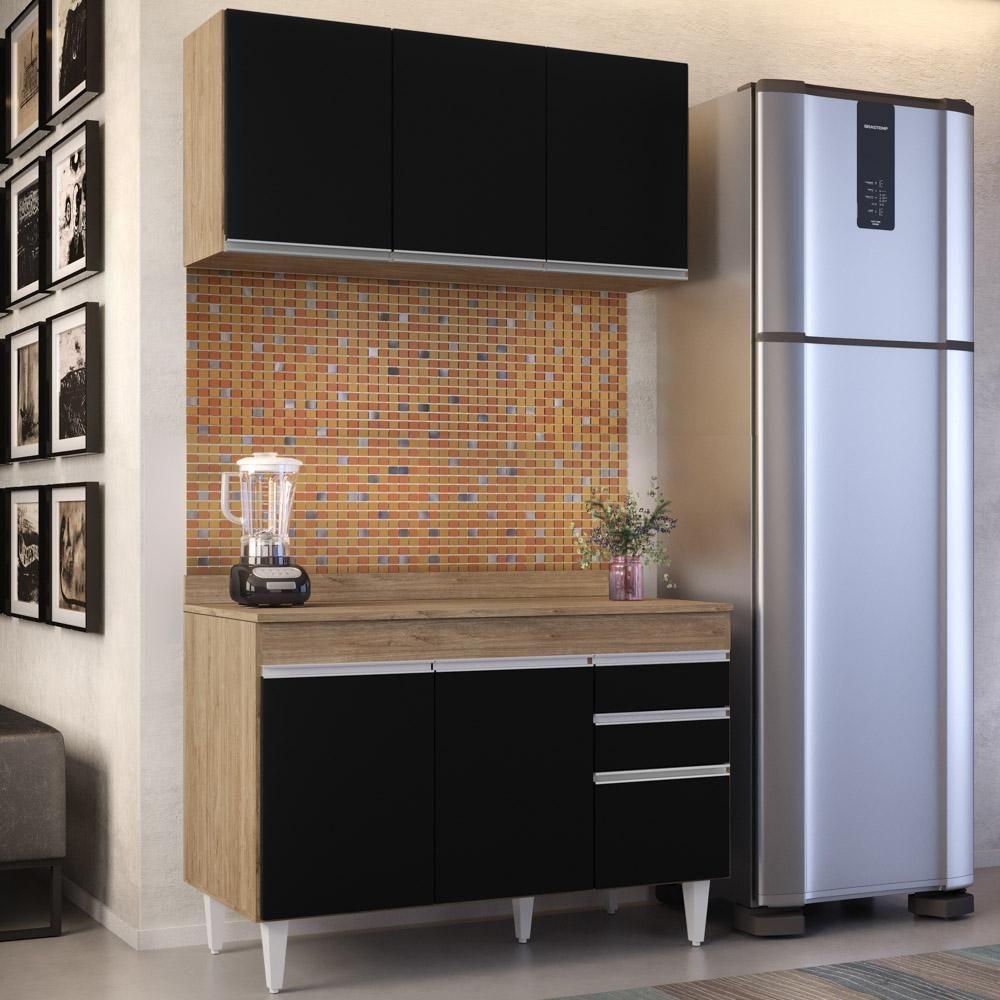 Armário Virgínia E Balcão Com Tampo Michigan 120cm Castanho-preto - Lumil - 2