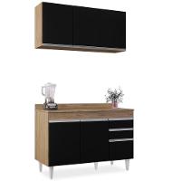 Armário Virgínia E Balcão Com Tampo Michigan 120cm Castanho-preto - Lumil - 1