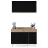 Armário Virgínia E Balcão Com Tampo Michigan 120cm Castanho-preto - Lumil - 7