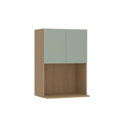 Armário Aéreo Para Micro-ondas 60cm 2 Portas Slim Luciane Mó Freijó/verde Jade