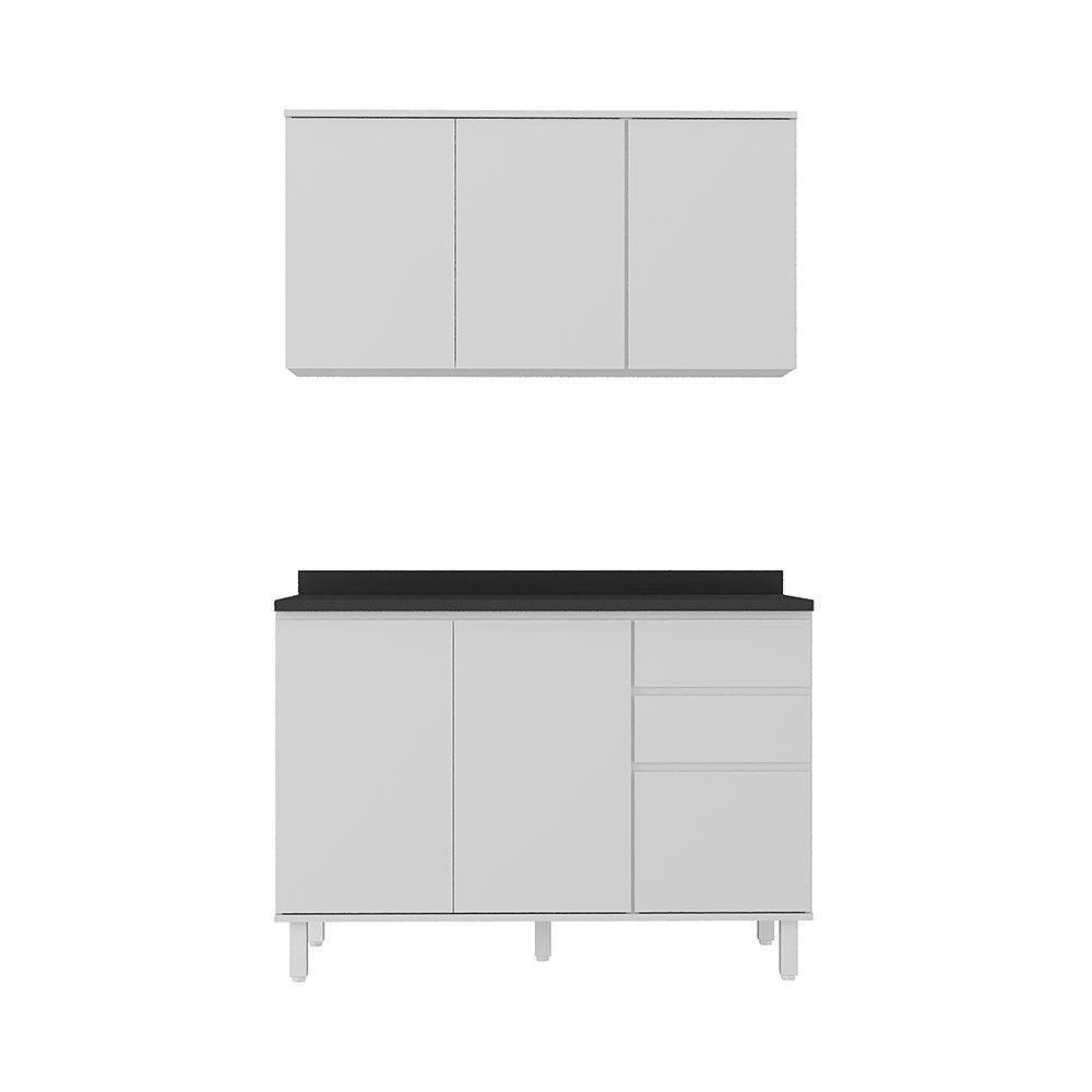 Cozinha Modulada Campacta 2 Peças Com Tampo Dora Luciane Móv Branco/branco Supremo - 1