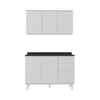 Cozinha Modulada Campacta 2 Peças Com Tampo Dora Luciane Móv Branco/branco Supremo - 1