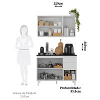 Cozinha Modulada Campacta 2 Peças Com Tampo Dora Luciane Móv Branco/branco Supremo - 3