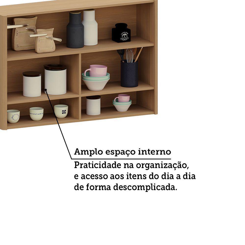 Armário Aéreo Para Cozinha 120cm 2 Portas Com Nicho Lúmina L Freijó/freijó - 3