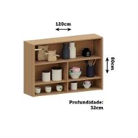 Armário Aéreo Para Cozinha 120cm 2 Portas Com Nicho Lúmina L Freijó/freijó - 2