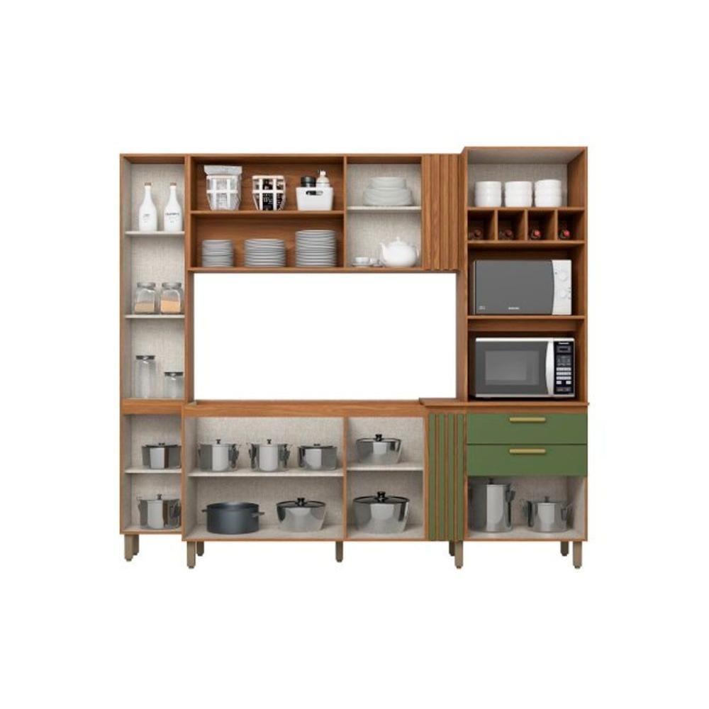 Kit De Cozinha Compacta Bc01 10 Portas E 2 Gavetas 236cm Nature-off White - Henn - 4